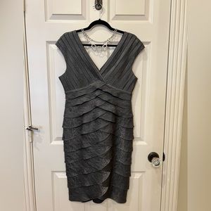 Adriana Papell Metalic Gray Cocktail Dress Size 12